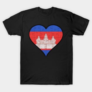 Cambodian Jigsaw Puzzle Heart Design - Gift for Cambodian With Cambodia Roots T-Shirt